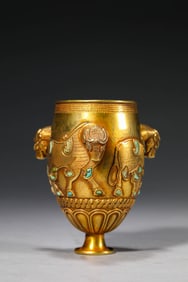 A GILT-SILVER GEM-INLAID 'HORSE' CUP