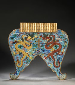 A CLOISONNé ENAMEL 'DRAGON-PHOENIX-AND-POEM' SHENG