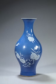 A BLUE-GLAZED 'LONGEVITY' VASE
