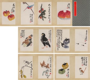 QI BAISHI (1864-1957), ATTRIBUTED TO, FRUITS, VEGETABLES, FLOWERS AND BIRDS ALBUM LEAVES