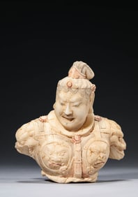 A WHITE MARBLE STANDING FIGURE
