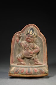 A TIBETAN GUGE-STYLE VAJRAPANI PROTECTOR CLAY TSA-TSA