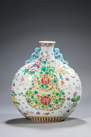 A FAMILLE-ROSE 'AUSPICIOUS RUYI AND LONGEVITY' MOONFLASK