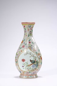 A FAMILLE-ROSE 'MAGPIE-ON-PLUM' VASE