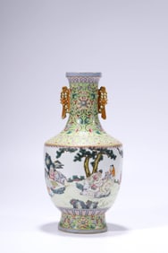 A FAMILLE-ROSE 'LONGEVITY AND FIGURE' VASE