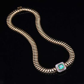 14K GOLD COLOMBIAN EMERALD NECKLACE