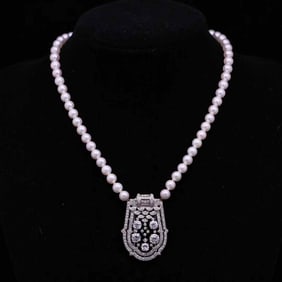 CARTIER, ANTIQUE, AKOYA PEARL NECKLACE, WITH ORIGINAL BOX