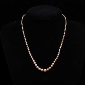 18K GOLD NATURAL PEARL NECKLACE