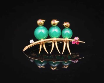 MELLERIO BROOCH, "LOVEBIRDS"
