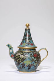 A CLOISONNé ENAMEL 'FRUIT AND FLOWER' EWER
