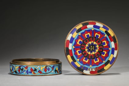 A CLOISONNé ENAMEL 'FLORAL' COVERED BOX
