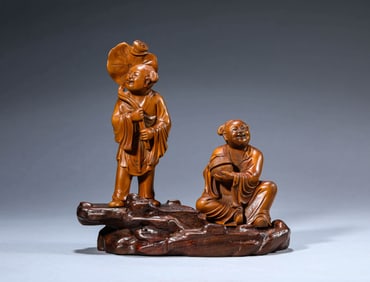 A BOXWOOD 'TWO HARMONIOUS IMMORTALS'