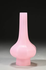 A GLASS HEXAGONAL VASE
