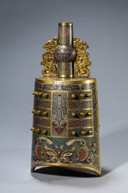 A CLOISONNé ENAMEL 'ANIMAL MASK' BIANZHONG CHIME