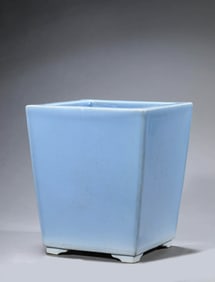 A SKY BLUE GLAZED FLOWERPOT