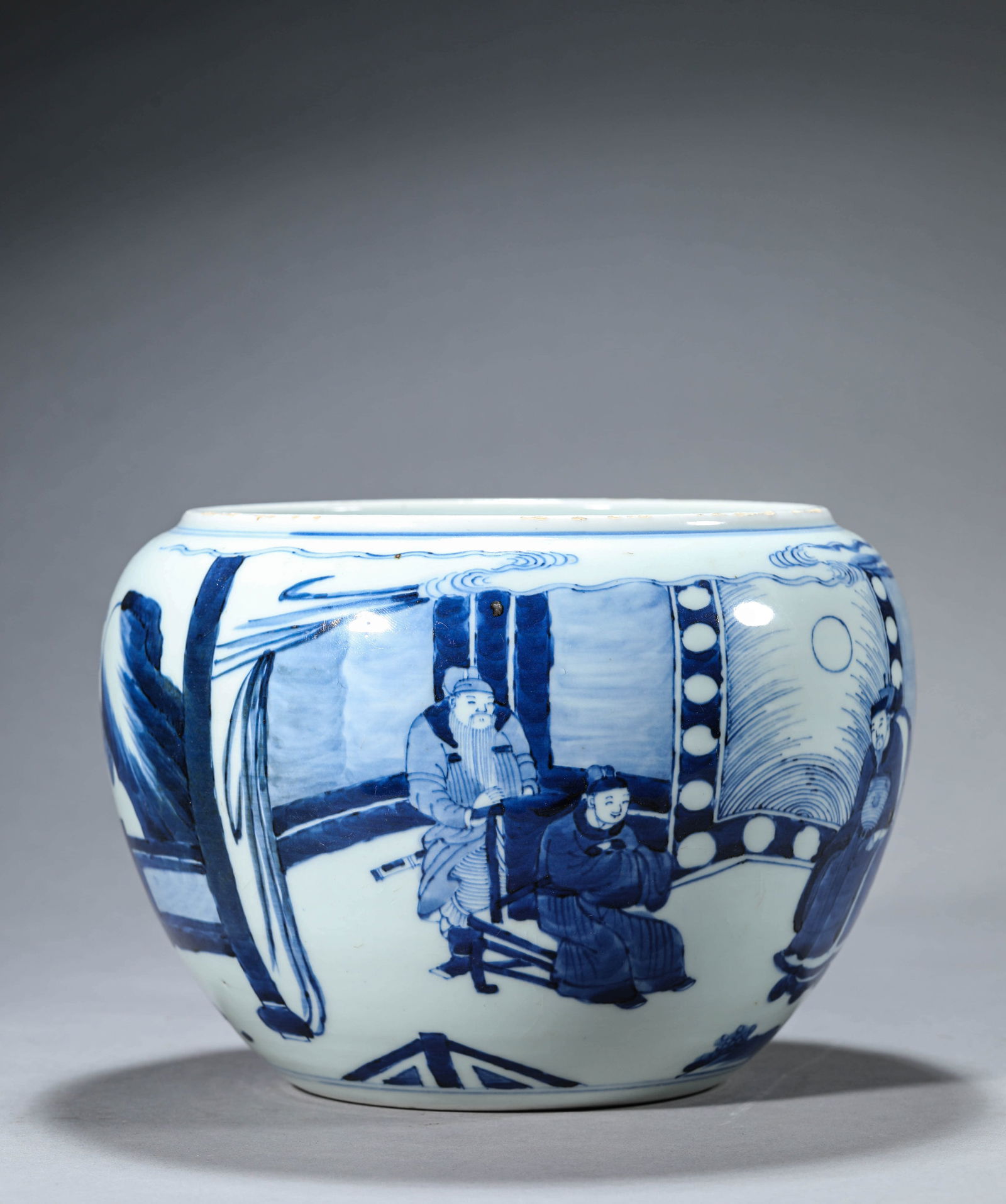 A BLUE AND WHITE ' FIGURE' JAR (1 of 7)
