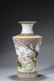 A FAMILLE ROSE 'PEACH GARDEN NIGHT FEAST'VASE
