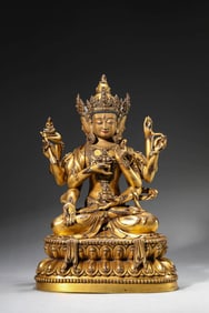 A THREE HEADED SIX ARMED USHNISHAVIJAYA