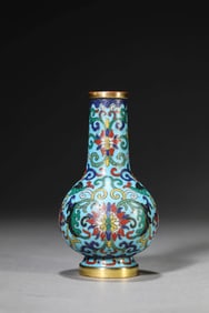 A CLOISONNé ENAMEL 'LOTUS' VASE