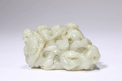 A JADE 'CHILONG' MOUNTAIN CARVING