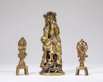 A GROUP OF GILT-BRONZE FIGURES OF BUDDHA
