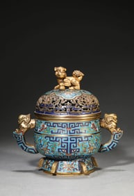 A CLOISONNé ENAMEL 'FLORAL' CENSER