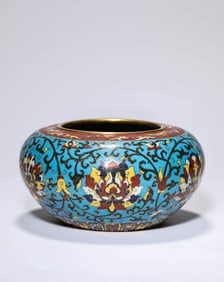 A CLOISONNé ENAMEL 'INTERLOCKING LOTUS' BOWL