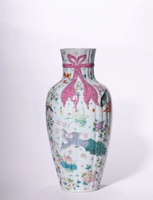 A FAMILLE-ROSE 'FLOWER-AND-BIRD' VASE