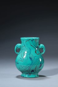 A TURQUOISE-GROUND FLAMBE-GLAZED VASE