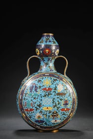 A CLOISONNé ENAMEL 'EIGHT TREASURES AND RUYI' DOUBLE-GOURD VASE