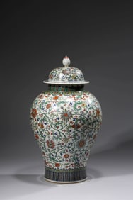 A DOUCAI 'INTERLOCKING FLOWERS AND EIGHT TREASURES' JAR