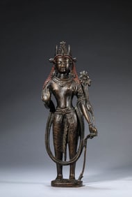 A TIBETAN GUGE-STYLE ALLOY COPPER FIGURE OF AVALOKITESHVARA