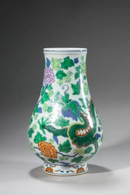 A DOUCAI 'GREEN DRAGON' VASE