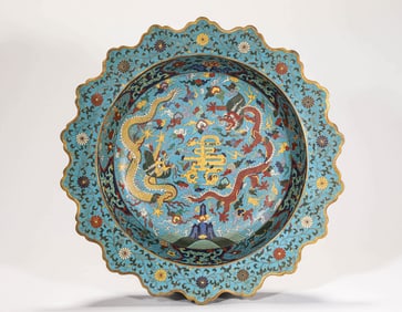 A CLOISONNé ENAMEL 'DRAGON' DISH