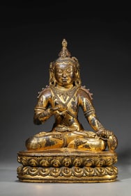 A TIBETAN DENSATIL-STYLE TEMPLE FIGURE OF WEALTH DEITY