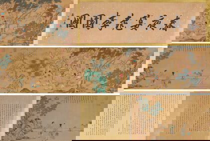 TANG YIN (1470-1524), ATTRIBUTED TO, NIGHT BANQUET IN PEACH AND PLUM GARDEN