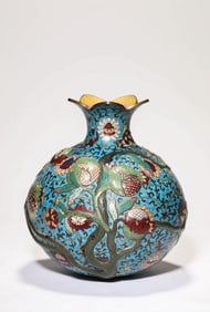 A CLOISONNé ENAMEL 'FRUIT-AND-FLOWER' POMEGRANATE-FORM JAR