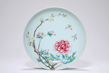 A FAMILLE-ROSE 'BUTTERFLY AND PEONY' DISH