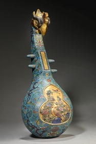 A CLOISONNé ENAMEL 'FLORAL PROSPERITY' QIN-SHAPED WALL VASE