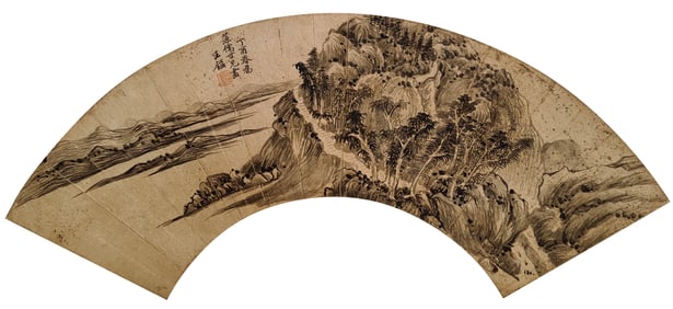 WANG JIAN (1598-1677), ATTRIBUTED TO, LANDSCAPE (FAN LEAF)