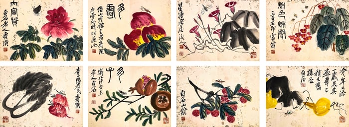 QI BAISHI (1863-1957), ATTRIBUTED TO, EIGHT LEAVES OF FLOWER ALBUM
