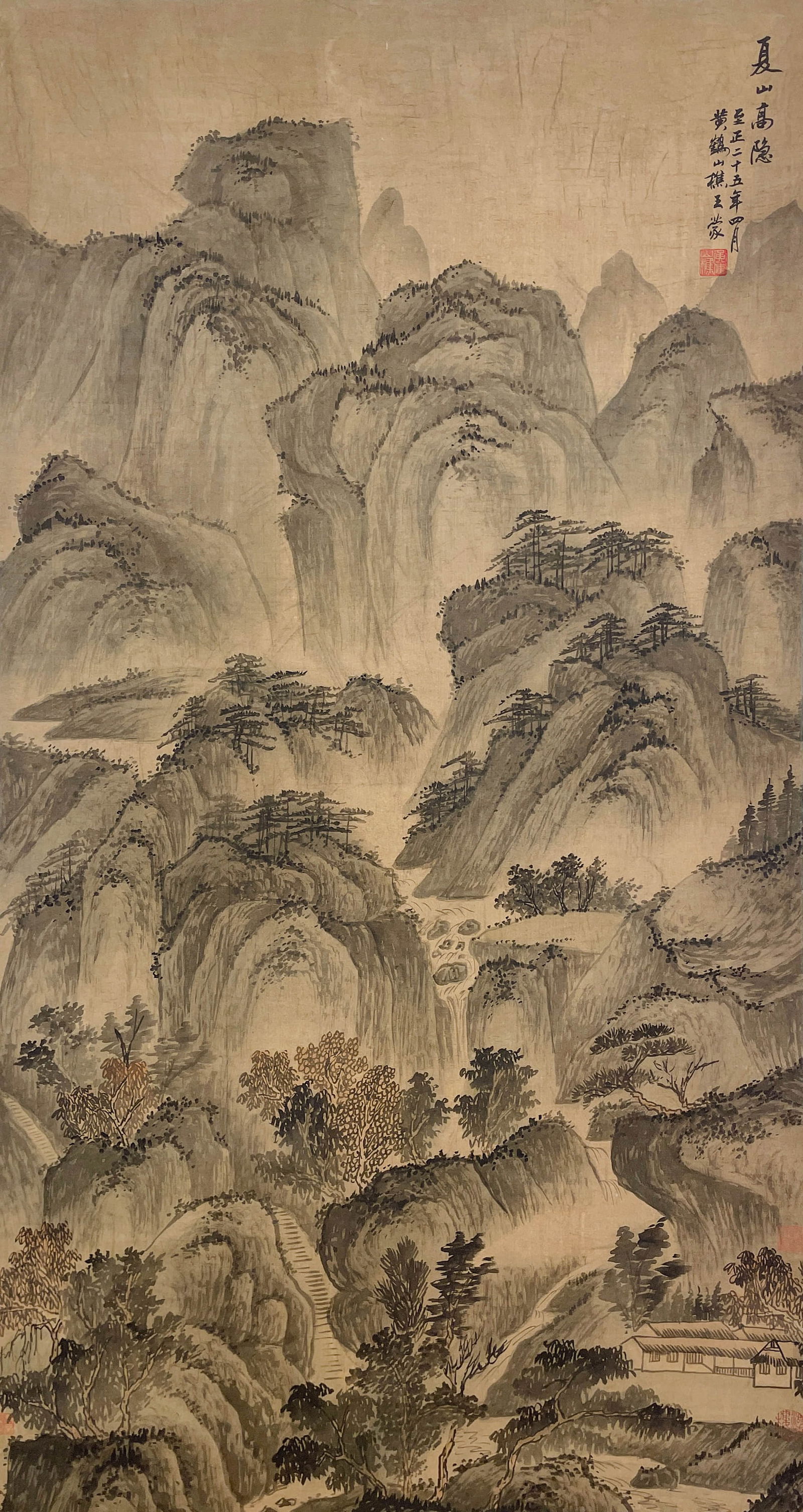 WANG MENG (1308-1385), ATTRIBUTED TO, RECLUSE IN SUMMER MOUNTAINS: WANG MENG (1308-1385), ATTRIBUTED TO, RECLUSE IN SUMMER MOUNTAINS Dimensions: 121 x 65 cm (47.64 x 25.59 in.). All measurements are approximate.