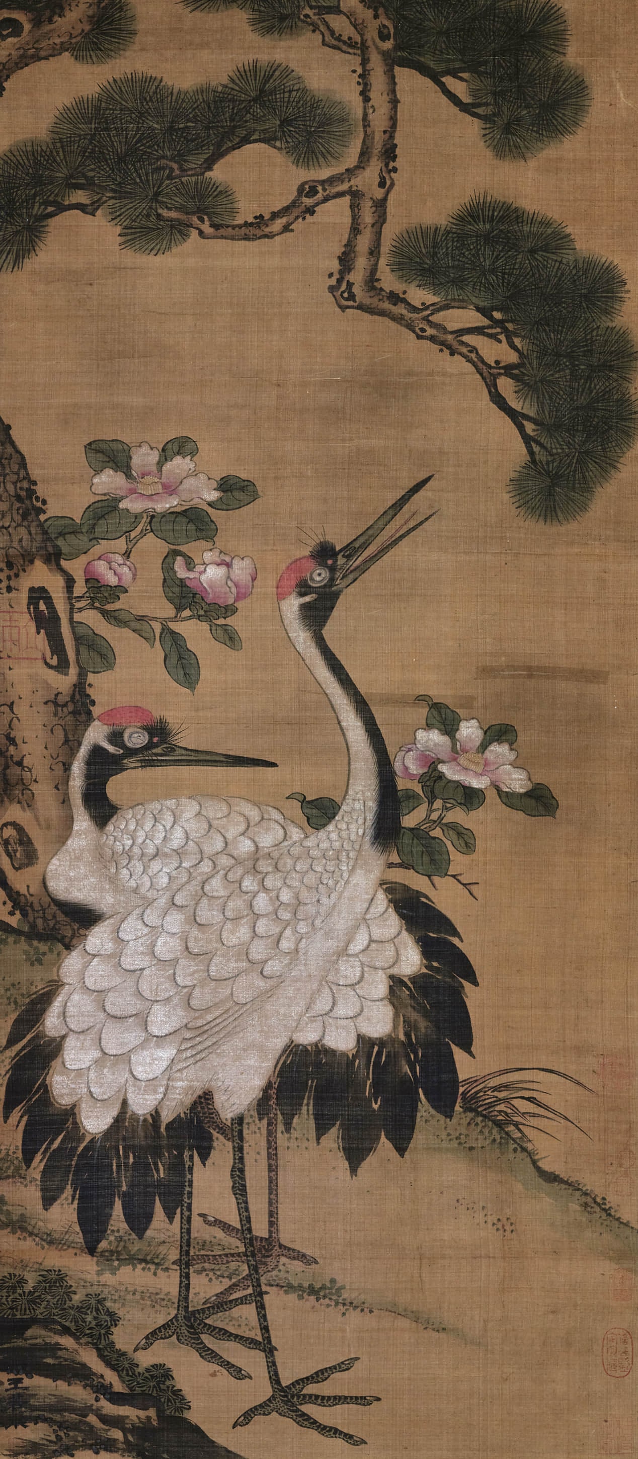 WANG YUAN (C.13TH-14TH C.), ATTRIBUTED TO, PINE TREE AND CRANE: WANG YUAN (C.13TH-14TH C.), ATTRIBUTED TO, PINE TREE AND CRANE Dimensions: 75 x 42 cm (29.53 x 16.54 in.). All measurements are approximate.