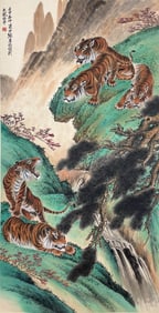 ZHANG SHANZI (1882-1940), ATTRIBUTED TO, FIVE TIGERS