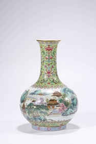 A FAMILLE-ROSE 'LANDSCAPE' VASE