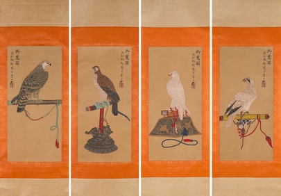EMPEROR HUIZONG (1082-1135), ATTRIBUTED TO, IMPERIAL EAGLE (FOUR-PANEL SCREEN)