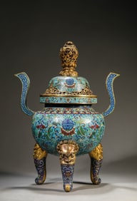 A CLOISONNé ENAMEL 'FLORAL AND LONGEVITY' CENSER