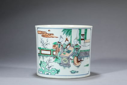 A DOUCAI 'FIGURES' BRUSHPOT