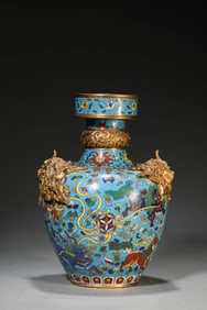 A CLOISONNé ENAMEL 'LOTUS-AND-DRAGON' VASE