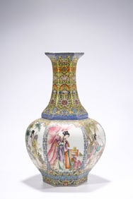 A FAMILLE-ROSE 'LOTUS AND CELESTIAL MAIDEN'ZUN